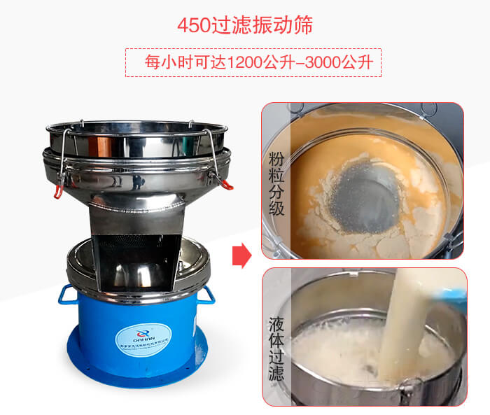 450過濾振動篩粉狀，液體物料篩分過濾展示圖